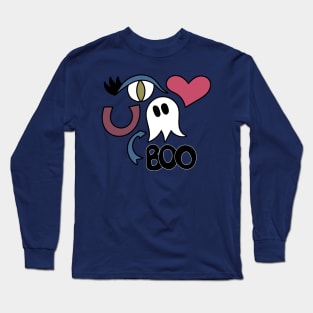 Cute Eye Love You Boo Cartoon Text Art Long Sleeve T-Shirt